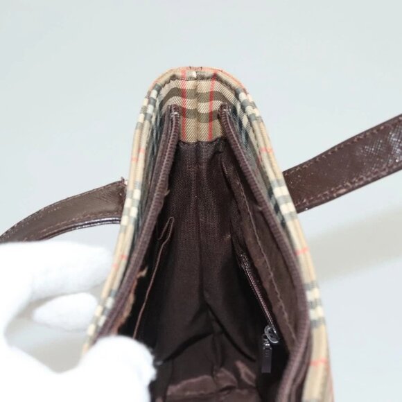 BURBERRY Nova Check Tote Bag Canvas Beige Silver Auth BA2880 - Picture 13 of 16